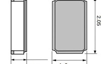 ± 20 ppm 32 kHz cristaux aussi petits que 2 x 1,2 mm